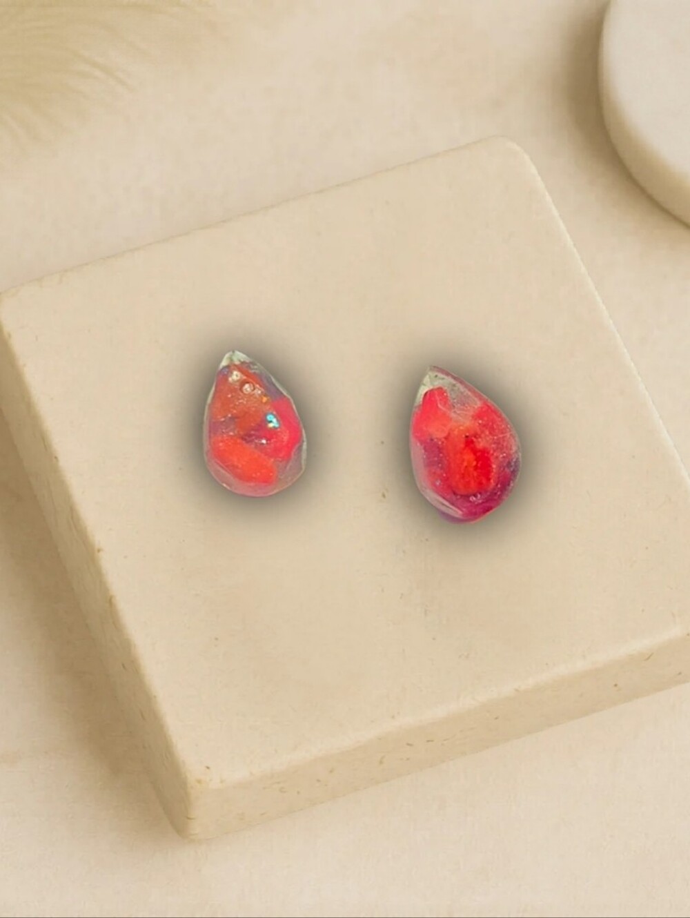Mystic Flame Red Coral Earrings